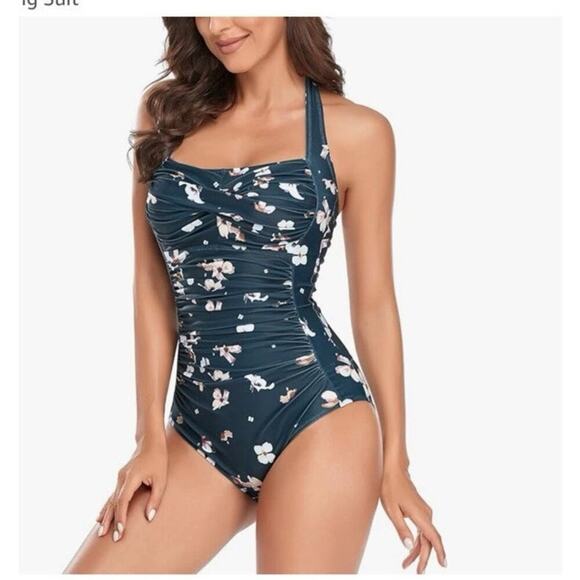 NWT Smismivo Swimwear Halter One Piece Medium Slimming Tummy Control Swimsuit - Picture 11 of 13